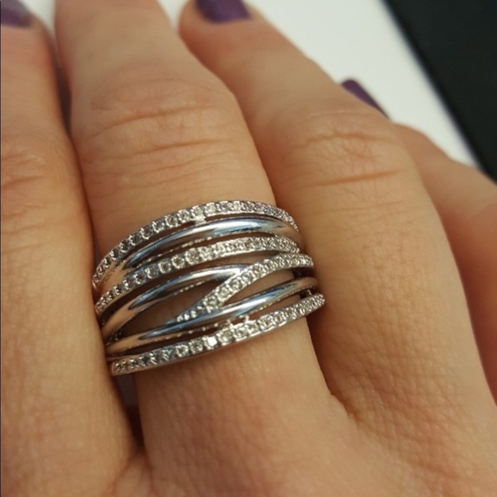 CZ/Silver Rope Ring